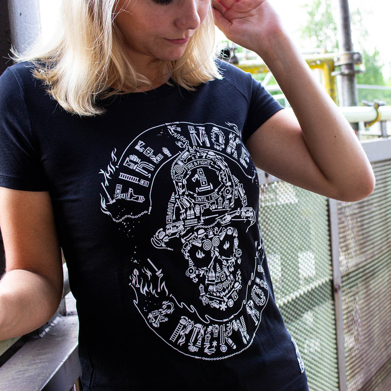 Fire Smoke & Rock´n Roll Details - T-Shirt Frauen